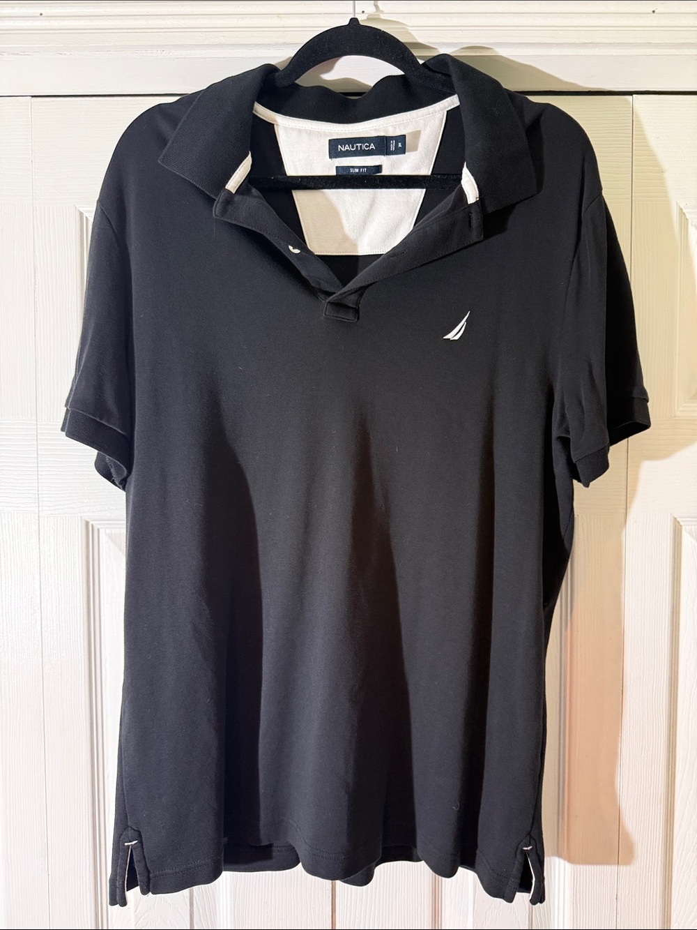 Nautica Black Vintage 90s Polo with White Sail Emblem